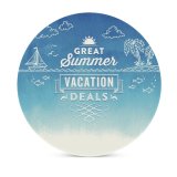 yanfind Ceramic Coasters (round) Space Palm Sea   Art Placard Design Turquoise Watercolor Summer Border Family Game Intellectual Educational Game Jigsaw Puzzle Toy Set