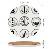 yanfind Ceramic Coasters (round) Stamp Distressed Fish Wheel Rubber Sea Horse Sailboat Damaged Sailing Ship Grunge Family Game Intellectual Educational Game Jigsaw Puzzle Toy Set