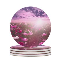 yanfind Ceramic Coasters (round) Flowers Flower Cosmos Sunrise Garden Sky Clouds Family Game Intellectual Educational Game Jigsaw Puzzle Toy Set