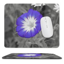 yanfind The Mouse Pad Wild Flower Stand Eden Pettle Grey Petal Purple Plant Violet Wildflower Morning Pattern Design Stitched Edges Suitable for home office game