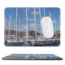 yanfind The Mouse Pad Marina Watercraft Harbor Mast Sailboat Bridge Sky River Croatia Vehicle Reflection Trogir Pattern Design Stitched Edges Suitable for home office game