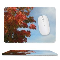 yanfind The Mouse Pad Maple Sky Autumn Woody Leaves Sky Plant Fall Branch Clouds Leaf Leaf Pattern Design Stitched Edges Suitable for home office game