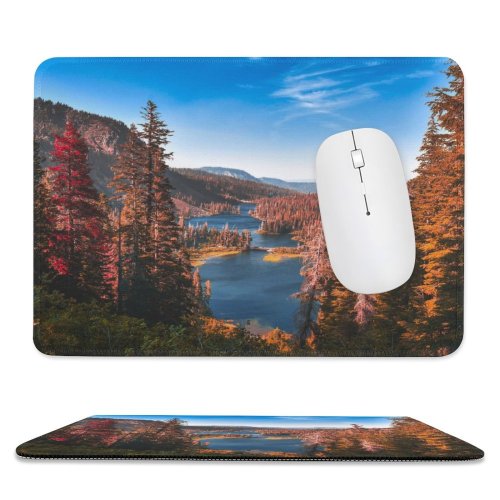 yanfind The Mouse Pad Mathilda Khoo Yosemite National Park River Forest Autumn Scenery Landscape Trees Valley Pattern Design Stitched Edges Suitable for home office game