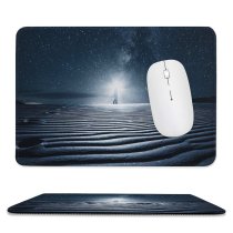 yanfind The Mouse Pad Night Starry Sky Light Desert Sand Dunes Pattern Design Stitched Edges Suitable for home office game