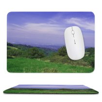 yanfind The Mouse Pad Calm Sky Air Paz Grass Upwards Station Espacio Cielo Nubes Azul Verde Pattern Design Stitched Edges Suitable for home office game