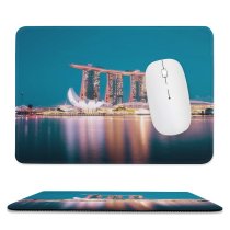 yanfind The Mouse Pad Pang Yuhao Marina Bay Sands Singapore Hour Night Life City Lights Reflection Pattern Design Stitched Edges Suitable for home office game