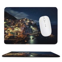 yanfind The Mouse Pad Dominic Kamp Manarola Town Cinque Terre Night Time Seascape Starry Sky Boats Pattern Design Stitched Edges Suitable for home office game
