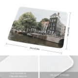yanfind The Mouse Pad Boats Canal Daylight Daytime Bridge Buildings Building Boat Urban River Outdoors Architecture Pattern Design Stitched Edges Suitable for home office game