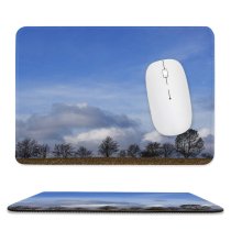 yanfind The Mouse Pad Field Sky Field Natural Atmospheric Sun Autumn Cloud Landscape Sky Clouds Tree Pattern Design Stitched Edges Suitable for home office game
