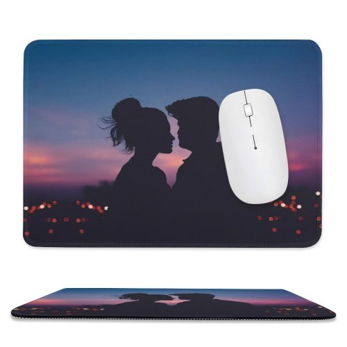 yanfind The Mouse Pad Luizclas Love Couple Silhouette Lovers Romantic Evening Sky Dawn Dusk Pattern Design Stitched Edges Suitable for home office game