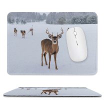 yanfind The Mouse Pad Frozen Deer Freeze Frost Coniferous Frosty Winter Outdoors Ice Outside Snowy Season Pattern Design Stitched Edges Suitable for home office game