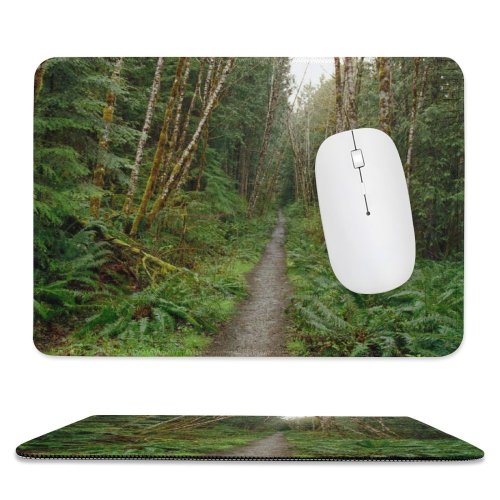 yanfind The Mouse Pad Coniferous Woods Fir Tropical Washington Tree Hike Forest Trail Old Growth Spruce Pattern Design Stitched Edges Suitable for home office game