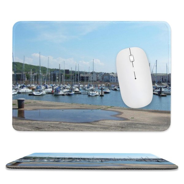 yanfind The Mouse Pad Building Harbor Vehicle Sails Seascape Landscape Sea Sky Harbour Dock Marina Boats Pattern Design Stitched Edges Suitable for home office game