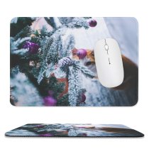 yanfind The Mouse Pad Year Celebration Tree Xmas Frost Decoration Funny Winter Outdoors Snowflake Home Decor Pattern Design Stitched Edges Suitable for home office game