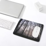 yanfind The Mouse Pad Coniferous Leaves Tropical Tree Forest Fog Sunrise Northern Old Growth Mist Landscape Pattern Design Stitched Edges Suitable for home office game