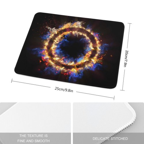 yanfind The Mouse Pad Abstract Fire Ring Energy Flames Pattern Design Stitched Edges Suitable for home office game
