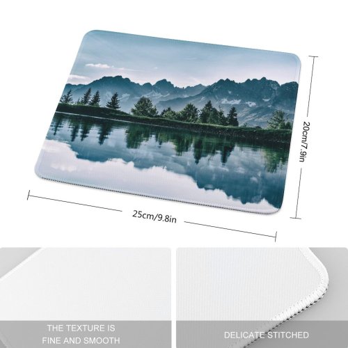 yanfind The Mouse Pad Mountains Lake Riven Reflection Trees Pattern Design Stitched Edges Suitable for home office game