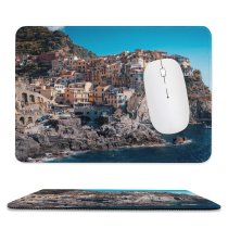 yanfind The Mouse Pad Cinque Terre Coastline Buildings Town Rocks Harbor Cliff Italy Pattern Design Stitched Edges Suitable for home office game