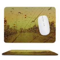 yanfind The Mouse Pad Cars Effecets Drop Leaf Rain Sky Light Moisture Dew Drizzle Pattern Design Stitched Edges Suitable for home office game