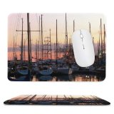 yanfind The Mouse Pad Marina Watercraft Harbor Mast Boats Sunset Sky Harbor Sky Vehicle Reflection Dock Pattern Design Stitched Edges Suitable for home office game
