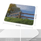 yanfind The Mouse Pad Family Rural Sky Fence Tree Fence Wood Grass Area Autumn Pattern Design Stitched Edges Suitable for home office game