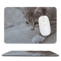 yanfind The Mouse Pad Blur Focus Whiskers Cat Little Light Pet Tabby Fur Downy Kitten Grey Pattern Design Stitched Edges Suitable for home office game