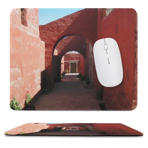 yanfind The Mouse Pad Building Fortification Brick Church Arch City Catalina Ancient Santa Catarina Mediterranian Historic Pattern Design Stitched Edges Suitable for home office game