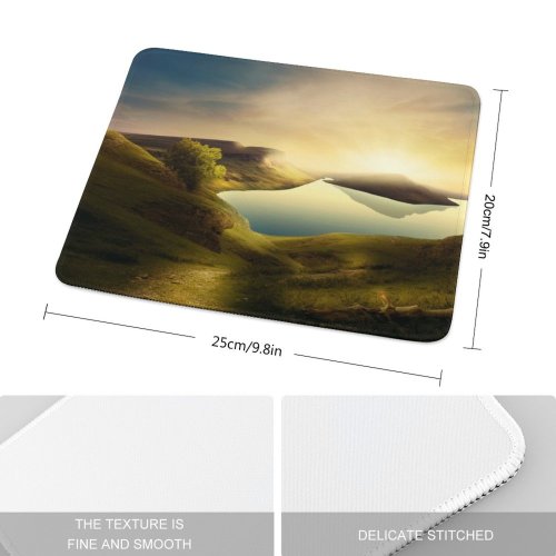 yanfind The Mouse Pad Dorothe Landscape Sunset Mountains Lake Reflection Clear Sky Pattern Design Stitched Edges Suitable for home office game