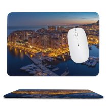 yanfind The Mouse Pad Boats Dawn Harbor Sky City Buildings Lights Dusk Architecture Cityscape Pattern Design Stitched Edges Suitable for home office game