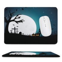 yanfind The Mouse Pad Celebrations Halloween Halloween Pumpkins Moon Night Silhouette Pattern Design Stitched Edges Suitable for home office game