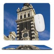 yanfind The Mouse Pad Building Building Old Sky Tower Contrast Trains Clock City Sky Buildings Classic Pattern Design Stitched Edges Suitable for home office game