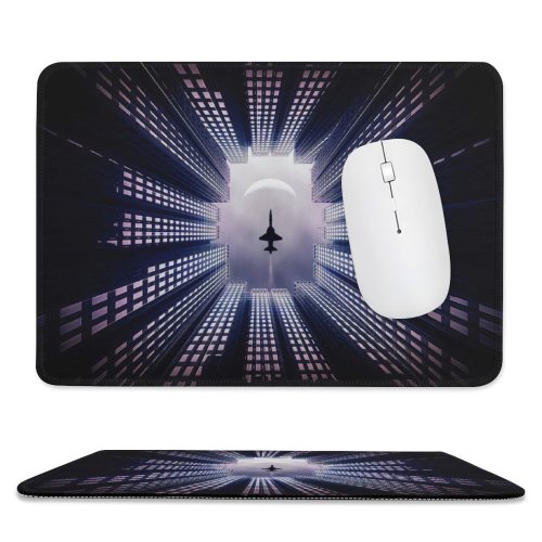 yanfind The Mouse Pad Chiara Lily Jet Fighter Moon Buildings Pattern Design Stitched Edges Suitable for home office game