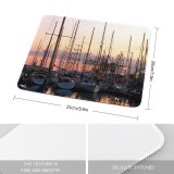 yanfind The Mouse Pad Marina Watercraft Harbor Mast Boats Sunset Sky Harbor Sky Vehicle Reflection Dock Pattern Design Stitched Edges Suitable for home office game