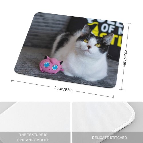 yanfind The Mouse Pad Funny Curiosity Sit Love Little Pretty Eye Portrait Stripe Kitten Whisker Downy Pattern Design Stitched Edges Suitable for home office game