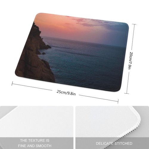 yanfind The Mouse Pad Luca Bravo Sunset Cliff Seascape Dawn Moon Seashore Coastline Sky Pattern Design Stitched Edges Suitable for home office game