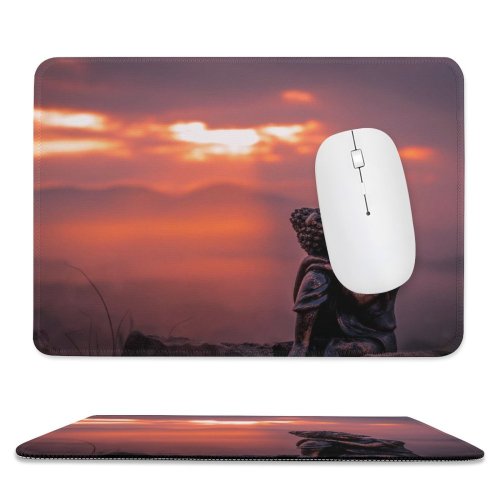 yanfind The Mouse Pad Cute Statue Sunset Pattern Design Stitched Edges Suitable for home office game