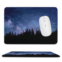 yanfind The Mouse Pad Night Starry Sky Forest Silhouette Astronomy Cosmos Pattern Design Stitched Edges Suitable for home office game
