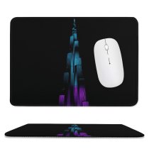 yanfind The Mouse Pad Ovca Productions Black Dark Architecture Burj Khalifa Night Illumination Night Lights Light Pattern Design Stitched Edges Suitable for home office game