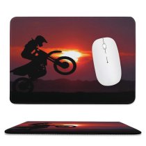 yanfind The Mouse Pad Motocross Motorcycle Motorcycle Stunt Silhouette Sunset Pattern Design Stitched Edges Suitable for home office game