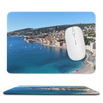 yanfind The Mouse Pad Boats City Sand Sea Seashore Buildings Beach Scenery Ocean Florida Miami Coastline Pattern Design Stitched Edges Suitable for home office game