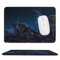 yanfind The Mouse Pad Carles Marsal Fantasy Witch Fox Wild Starry Sky Twilight Night Time Digital Pattern Design Stitched Edges Suitable for home office game