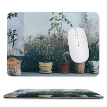 yanfind The Mouse Pad Plant Closed Harmony Asleep Charming Eyes Carnivore Pet Predator Outdoors Quiet Wall Pattern Design Stitched Edges Suitable for home office game