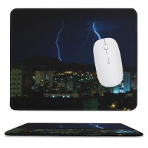 yanfind The Mouse Pad Cityscape Tempest Thunderstorm Thunder Night Metropolitan Urban Lightning Area Storm Thunderstorm Sky Pattern Design Stitched Edges Suitable for home office game