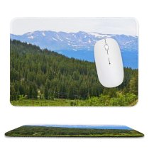 yanfind The Mouse Pad Abies Tree Slope Mountain Grass Pine Snow Plant Fir Free Spruce Pattern Design Stitched Edges Suitable for home office game