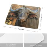 yanfind The Mouse Pad Blur Focus Wild Depth Avian Field Wildlife Horns Buffalo Perched Bird Pattern Design Stitched Edges Suitable for home office game