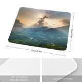 yanfind The Mouse Pad Backlit Fog Beautiful Forest Scenery Clouds Sunlight Sunset Grass Landscape Daylight Evening Pattern Design Stitched Edges Suitable for home office game