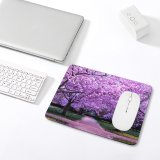 yanfind The Mouse Pad Cherry Blossom Trees Purple Flowers Pathway Park Floral Colorful Spring Beautiful Pattern Design Stitched Edges Suitable for home office game