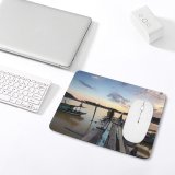yanfind The Mouse Pad Boats Boat Dock Mountains Sky River Transportation Travel Watercraft System Woods Trees Pattern Design Stitched Edges Suitable for home office game