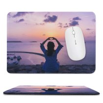 yanfind The Mouse Pad Boats Backlit Girl Clouds Hands Sunset Landscape Evening Waves Beach Twilight Sun Pattern Design Stitched Edges Suitable for home office game