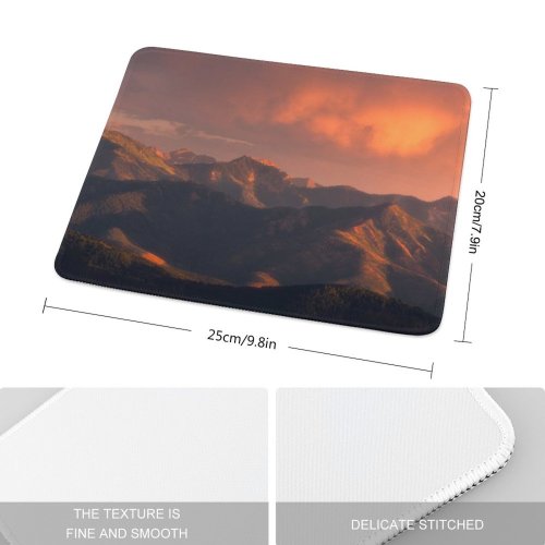yanfind The Mouse Pad Landscape Peak Sunrise Pictures Outdoors Dawn Grey Sunset Free Range Art Pattern Design Stitched Edges Suitable for home office game